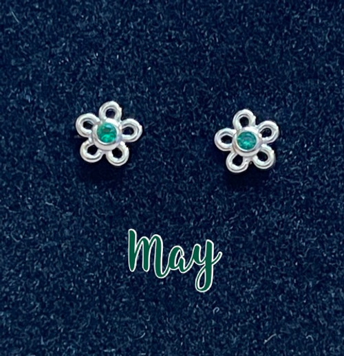 Daisy May Flower Earrings Children Sterling Silver Screw Bac