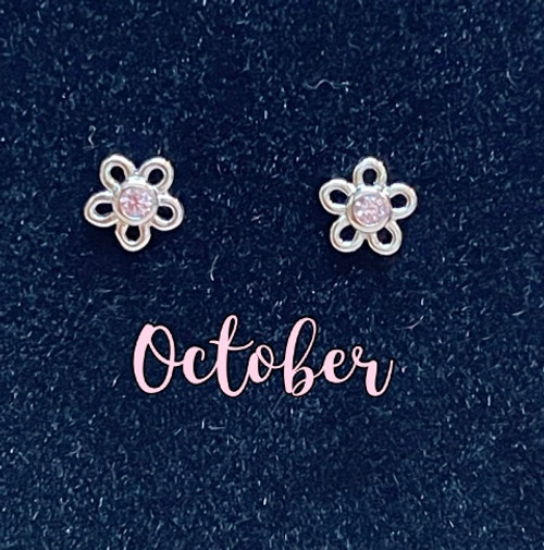 Daisy October Birthstone Earrings Sterling Silver