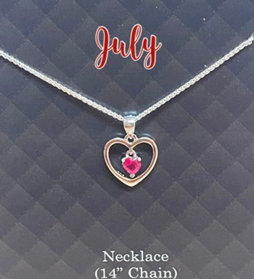 July 14 Inch Birthstone Dancing Heart Necklace For Children