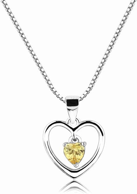 November 14 Inch Birthstone Dancing Heart Necklace For Kids