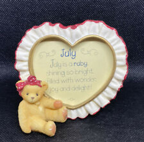 July Heart Frame With Bear Cherished Teddies Enesco