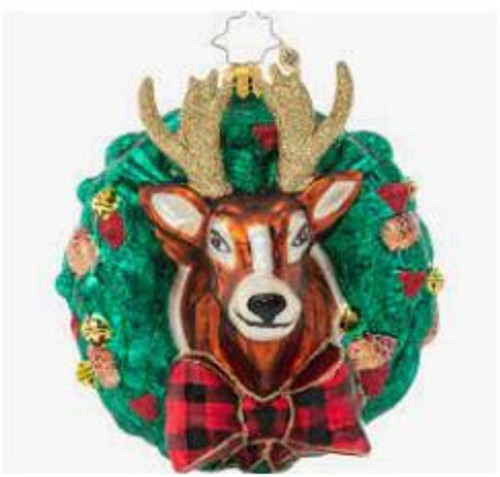 Rustic Reindeer Wreath Christopher Radko Ornament