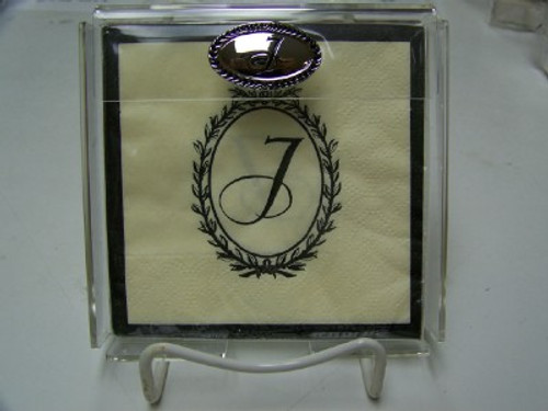 Initial Cocktail Paper Napkin Holder  Initial T