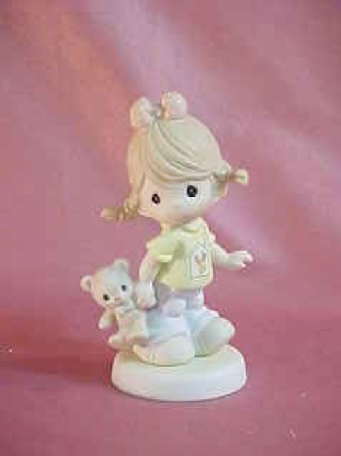 Take My Hand Girl With Teddy Precious Moments Retired
