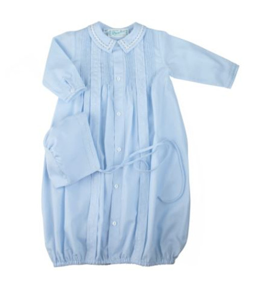 Boys Blue Dot Embriodered Take Me Home Gown With Hat Size Nb