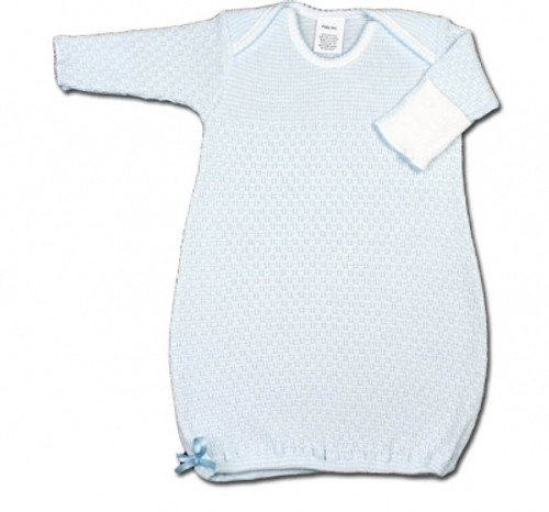 Long Sleeve Lap Shoulder Day Gown Blue Preemie Paty
