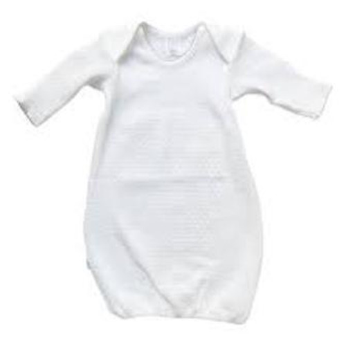 Long Sleeve Lap Shoulder Day Gown White And Sand Newborn  Pa