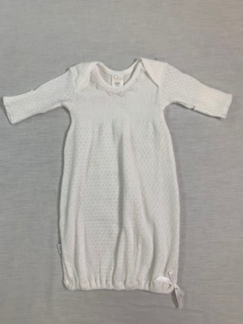 Long Sleeve Lap Shoulder Day Gown White Newborn 0 3 Months