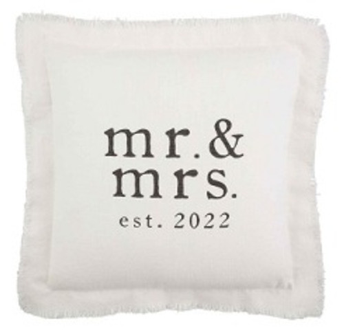Square Mr And Mrs Est. 2022 Pillow Mud Pie