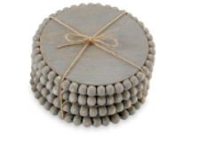 Mud Pie Gifts - Gray Beaded Wood Coaster