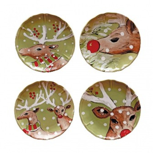 Deer Friends Casafina Green Dessert Or Salad Plate Set Of 4