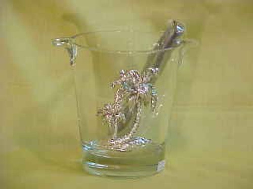 Palm Tree Ice Bucket With Tongs  Arthur Court Designs