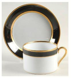 Renaissance Black On White Cup And Saucer