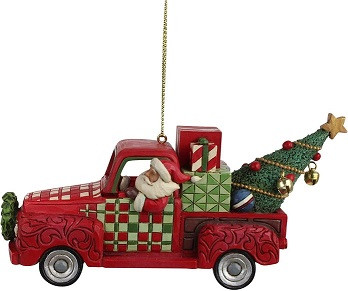 Santa In Red Truck Ornament - Jim Shore Collectible