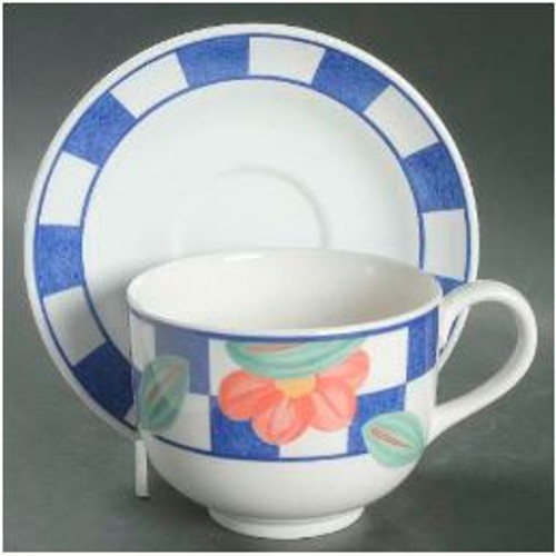Hopscotch Blue Johnson Brothers Cup And Saucer