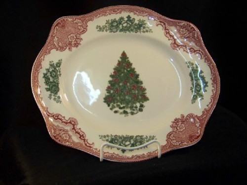 Old Britain Castles Pink Christmas Small Platter Green Tree