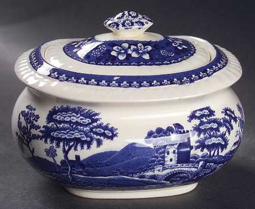 Blue Tower Spode Sugar and Lid