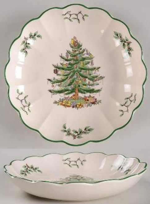 Christmas Tree Spode  8  Inch Round Fluted Dish