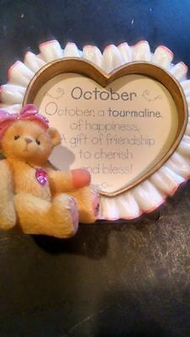 October Heart Frame With Bear And Birthstone Cherished Teddi