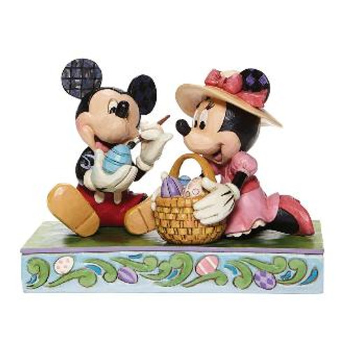 Disney Traditions Mickey and Minnie Decorating Eggs Jim Shore