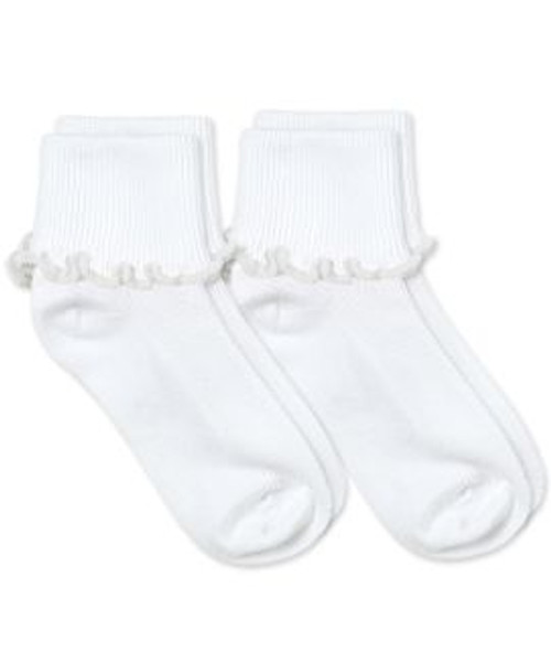 Ripple Edge Smooth Toe Turn Cuff Socks 1 2 Year White 2 Pair