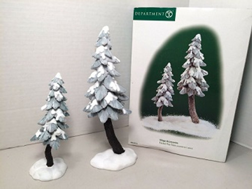 Vlg Flocked Pine Trees Set Of 2 Village Department 56