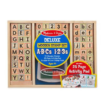 MELISSA AND DOUG DELUXE WOODEN - MELISSA AND DOUG DELUXE WOODEN STAMP SET - ABCS 123S