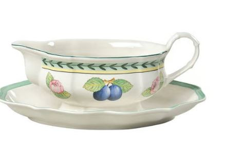 French Garden Gravy Boat and Stand