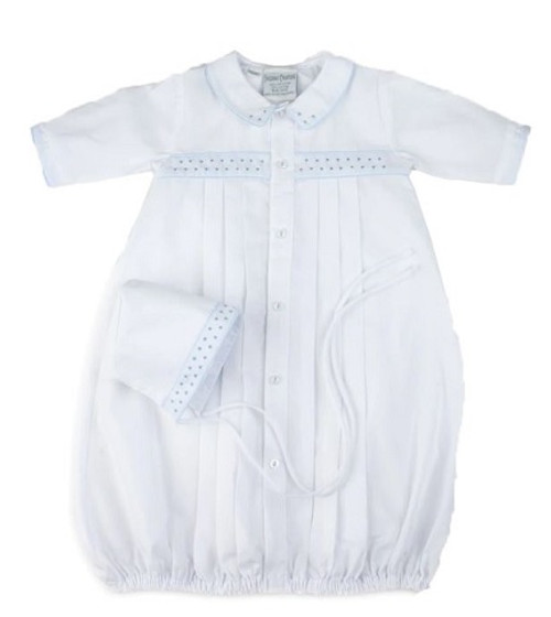 Boys Dot Embroidered Take Me Home Gown Hat White 0 3 Mo