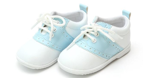 Austin White With Patent Sky Blue Size 2 Angel Baby