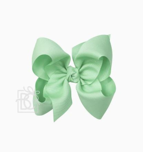 Mint Grossgrain Bow With Knot Huge On Alligator Clip 5 1/2
