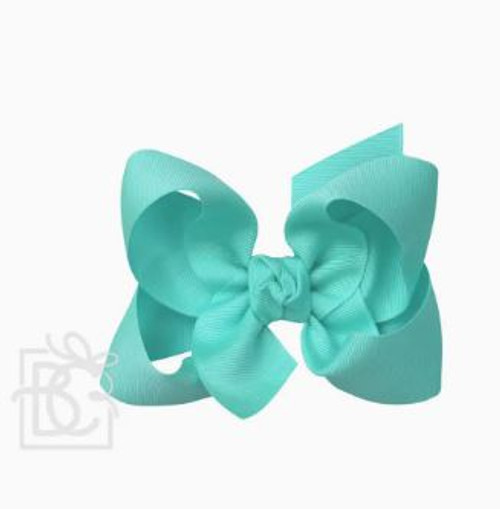 Aqua Grosgrain Bow With Knot On Large Alligator Clip