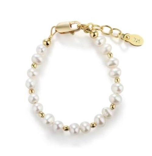 Girls 14 K Gold Plated Pearl Childs Bracelet Med 1 To 5 Year