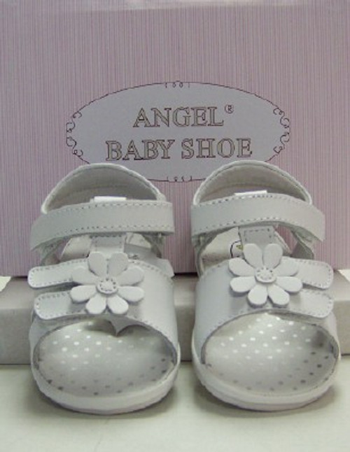 T Strap Baby Sandal White Size 6 Angel Baby Shoes