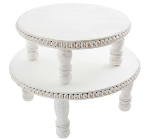 White Beaded Pedestal Trays