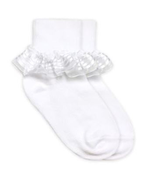 6 7.5 Jefferies Socks Stripe Lace Turn Cuff Socks