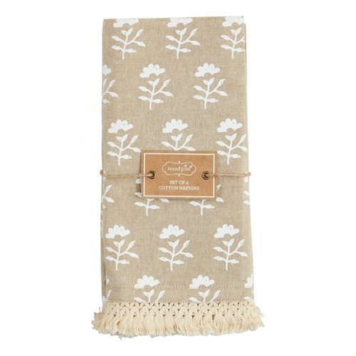 Fringe Trim Cloth Napkin Mud Pie Gifts