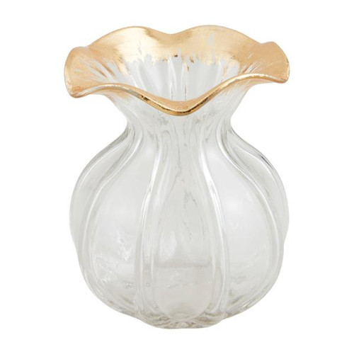 Ruffled Gold Glass Vase Small Mud Pie Gifts