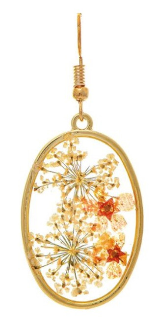 Gold Queen Anne Lace Oval Earrings