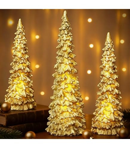 11.75"H 3Pc Set Gold Tree
