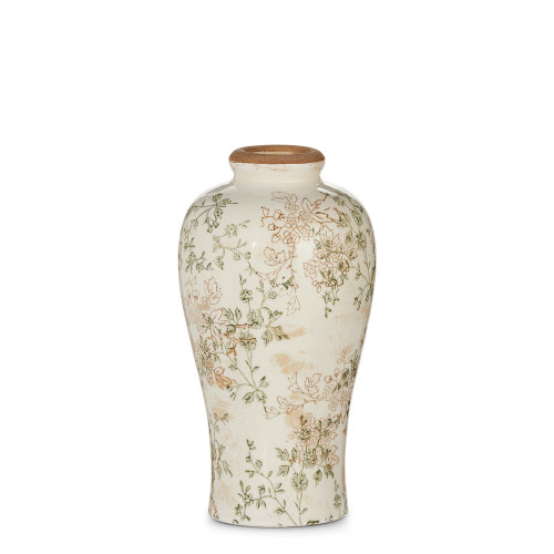 12 TAUPE FLORAL VASE