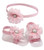 Pink Barefoot Sandal And Headband Set With Pearl