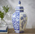 Blue Italian Ginger Jar Floral 15.5 Blue