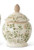 14.25 inch Cream and Green - Floral Ceramic Lidded Container - K and K Interiors