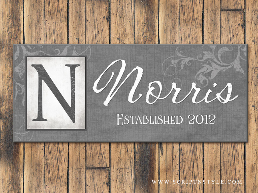 Personalized Family Name Sign with Monogram