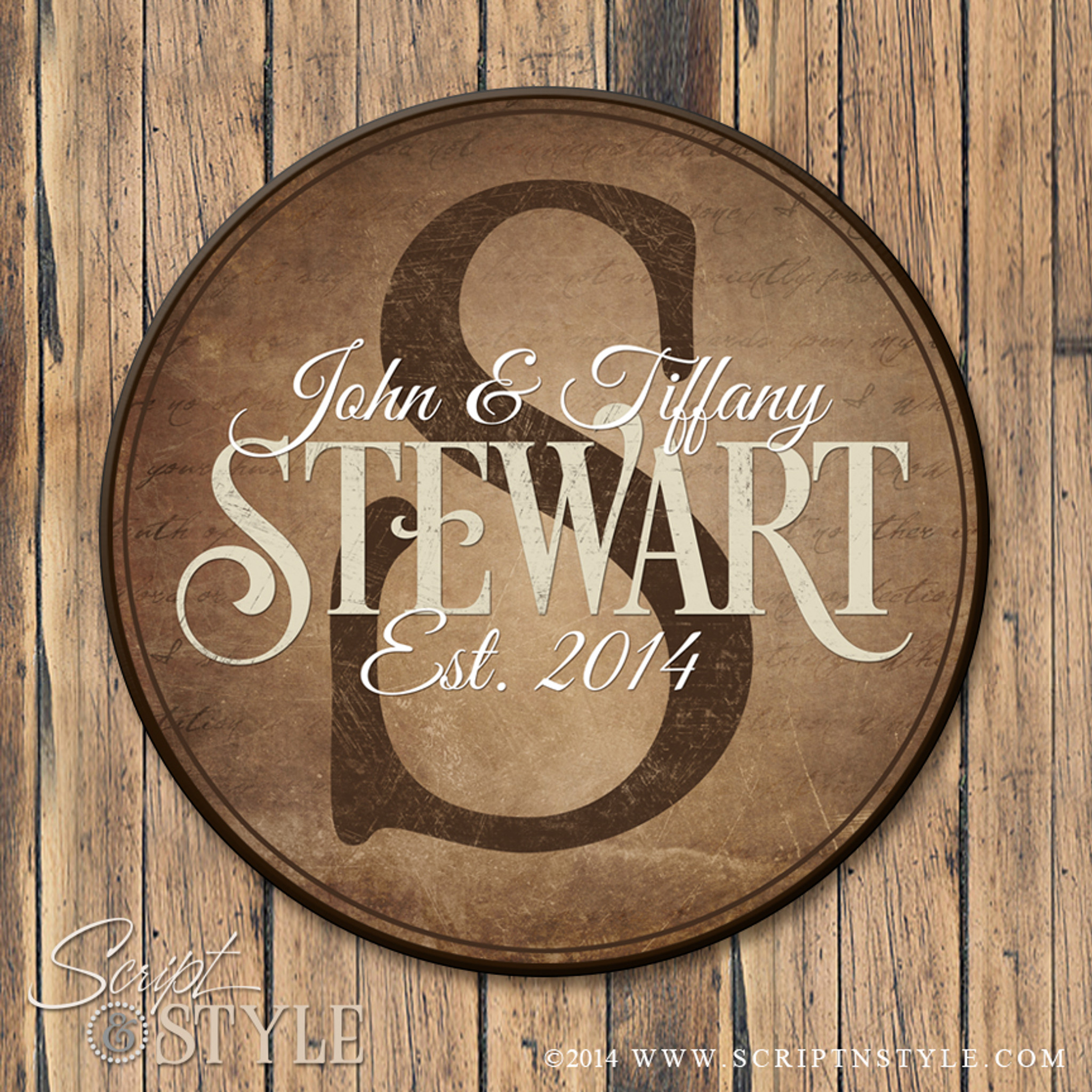 Round Personalized Family Name Sign Family Name Wood Plaque Family Established Sign With Cross 4 Sizes