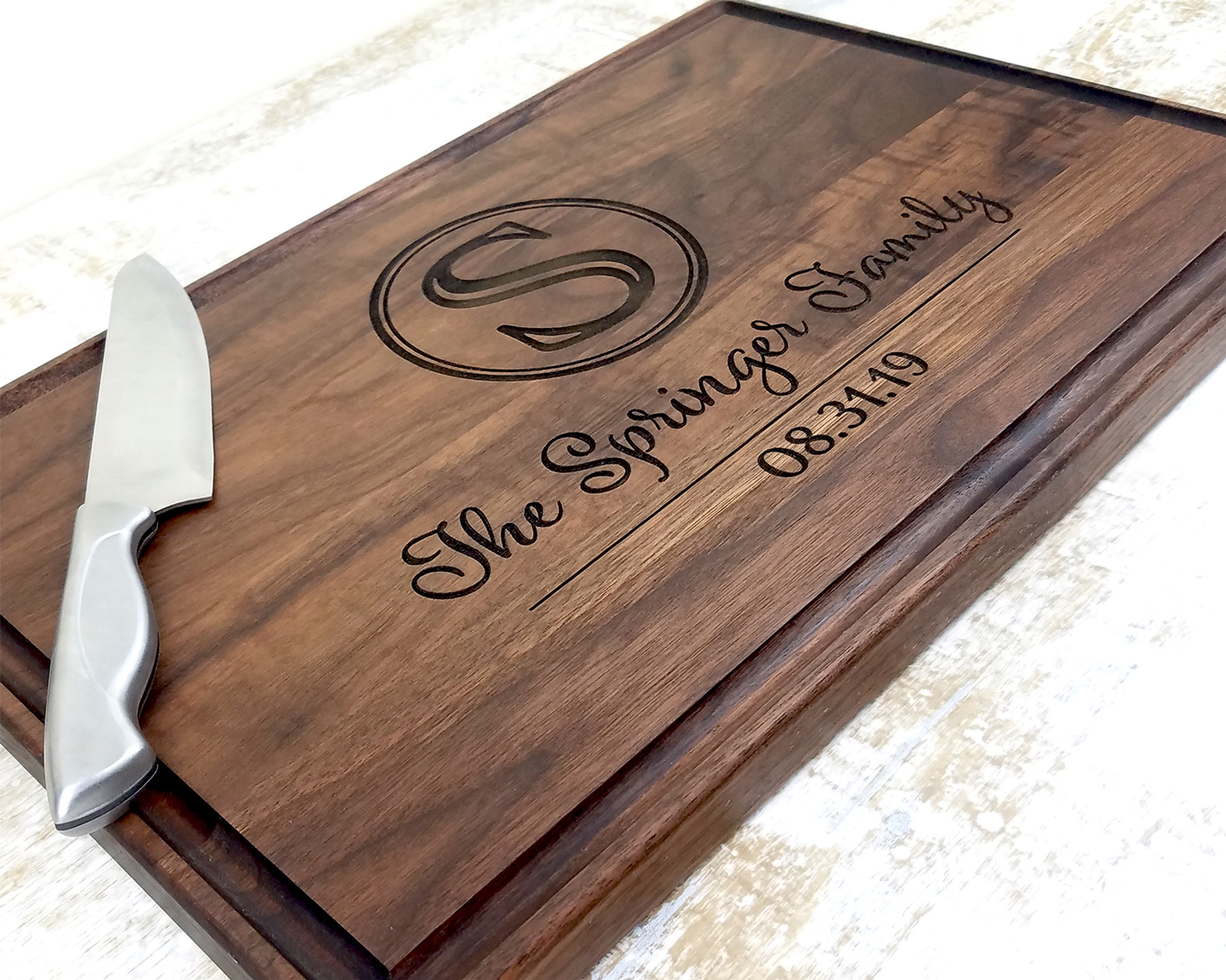 Personalized Kitchen Monogram cutting board Custom engraved - Inspire Uplift