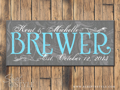 Personalized Family Name Sign, Medium Gray