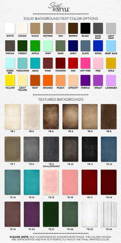 Personalized canvas color chart