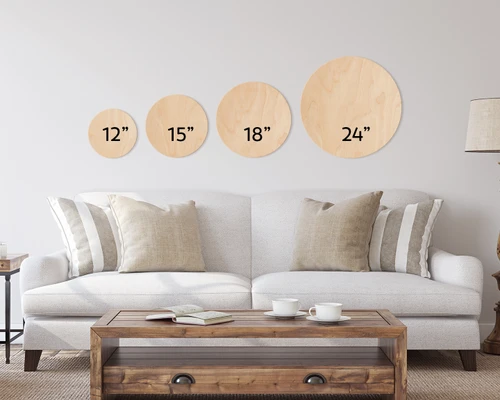 size chart showing the 4 sized available with our custom wood photo prints